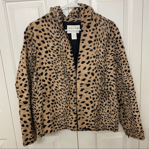 Oscar by Oscar De La Renta | Zip up animal print jacket - Picture 1 of 4